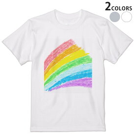 tシャツ メンズ 半袖 ホワイト グレー デザイン S M L XL 2XL Tシャツ ティーシャツ T shirt 009527 虹　カラフル　クレヨン