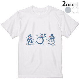 Tシャツ メンズ 半袖 ホワイト グレー デザイン S M L XL 2XL Tシャツ ティーシャツ T shirt 010075 クリスマス　雪　雪だるま