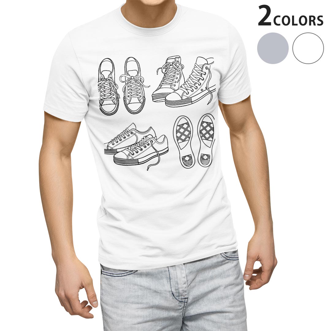 メンズ デザインtシャツ Tシャツ 半袖 ホワイト グレー デザイン Xs S M L Xl 2xl Tシャツ ティーシャツ T Shirt おしゃれ ファッション 靴