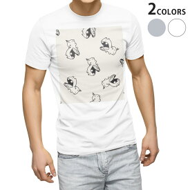 Tシャツ メンズ 半袖 ホワイト グレー デザイン S M L XL 2XL Tシャツ ティーシャツ T shirt 010705 カバ　動物　イラスト