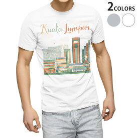 Tシャツ メンズ 半袖 ホワイト グレー デザイン S M L XL 2XL Tシャツ ティーシャツ T shirt 011210 マレーシア　外国　建物