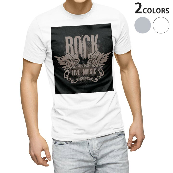 楽天市場 Tシャツ メンズ 半袖 ホワイト グレー デザイン Xs S M L Xl 2xl Tシャツ ティーシャツ T Shirt ギター ロック かっこいい Kabeコレ