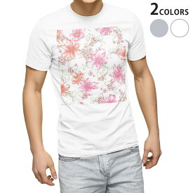 Tシャツ メンズ 半袖 ホワイト グレー デザイン S M L XL 2XL Tシャツ ティーシャツ T shirt 011900 花柄　ピンク　おしゃれ