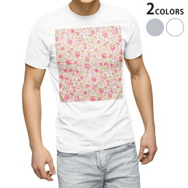 Tシャツ メンズ 半袖 ホワイト グレー デザイン S M L XL 2XL Tシャツ ティーシャツ T shirt 011901 花柄　ピンク　かわいい
