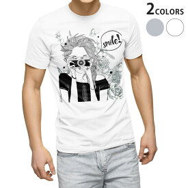 Tシャツ メンズ 半袖 ホワイト グレー デザイン S M L XL 2XL Tシャツ ティーシャツ T shirt 011936 イラスト　モノトーン　カメラ