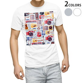 Tシャツ メンズ 半袖 ホワイト グレー デザイン S M L XL 2XL Tシャツ ティーシャツ T shirt 012037 ギター　音楽　かっこいい