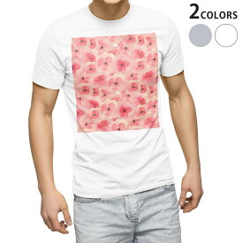 Tシャツ メンズ 半袖 ホワイト グレー デザイン S M L XL 2XL Tシャツ ティーシャツ T shirt 012157 花　花柄　ピンク