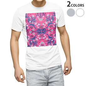 Tシャツ メンズ 半袖 ホワイト グレー デザイン S M L XL 2XL Tシャツ ティーシャツ T shirt 012554 花　柄　ピンク
