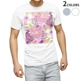 Tシャツ メンズ 半袖 ホワイト グレー デザイン S M L XL 2XL Tシャツ ティーシャツ T shirt 012612 花　花柄　ピンク