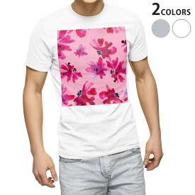 Tシャツ メンズ 半袖 ホワイト グレー デザイン S M L XL 2XL Tシャツ ティーシャツ T shirt 012719 ピンク　花　花柄