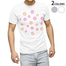 Tシャツ メンズ 半袖 ホワイト グレー デザイン S M L XL 2XL Tシャツ ティーシャツ T shirt 012847 ひな祭り　桃の花