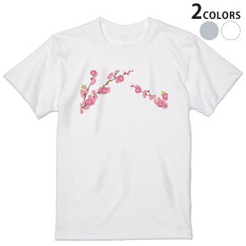 Tシャツ メンズ 半袖 ホワイト グレー デザイン S M L XL 2XL Tシャツ ティーシャツ T shirt 012862 ひな祭り　桃の花　節句