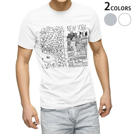 Tシャツ メンズ 半袖 ホワイト グレー デザイン S M L XL 2XL Tシャツ ティーシャツ T shirt 014199 ニューヨーク　風景