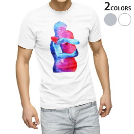 Tシャツ メンズ 半袖 ホワイト グレー デザイン S M L XL 2XL Tシャツ ティーシャツ T shirt 014408 人物　青　赤