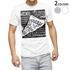 Tシャツ メンズ 半袖 ホワイト グレー デザイン S M L XL 2XL Tシャツ ティーシャツ T shirt 014449 カフェ　ピザ　メニュー