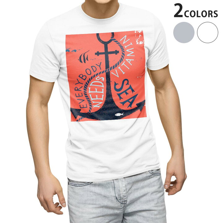 楽天市場 Tシャツ メンズ 半袖 ホワイト グレー デザイン Xs S M L Xl 2xl Tシャツ ティーシャツ T Shirt 碇 海 英語 Kabeコレ