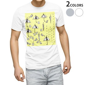 Tシャツ メンズ 半袖 ホワイト グレー デザイン S M L XL 2XL Tシャツ ティーシャツ T shirt 014636 雨　傘　イラスト