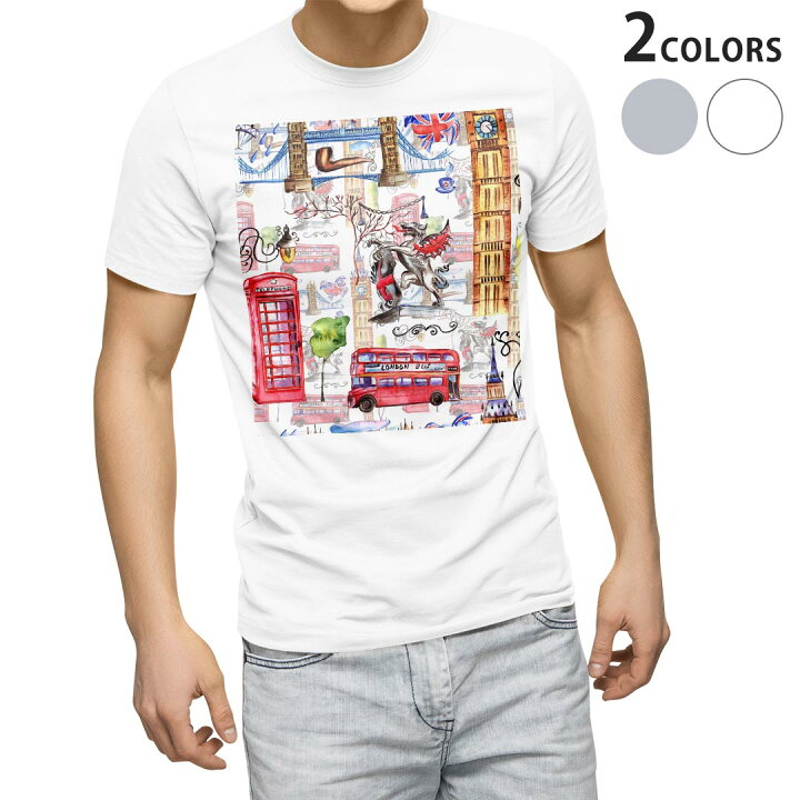 楽天市場 Tシャツ メンズ 半袖 ホワイト グレー デザイン Xs S M L Xl 2xl Tシャツ ティーシャツ T Shirt ロンドン イギリス 外国 イラスト Kabeコレ