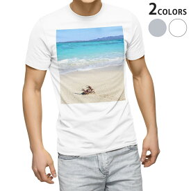 Tシャツ メンズ 半袖 ホワイト グレー デザイン S M L XL 2XL Tシャツ ティーシャツ T shirt 014963 風景　自然　背景　海　海岸