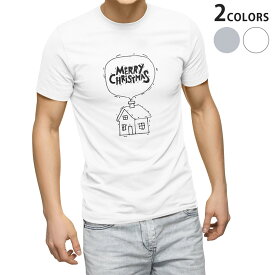tシャツ メンズ 半袖 ホワイト グレー デザイン S M L XL 2XL Tシャツ ティーシャツ T shirt 015485 クリスマス　家