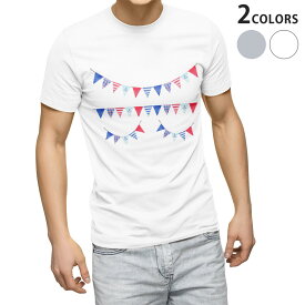 Tシャツ メンズ 半袖 ホワイト グレー デザイン S M L XL 2XL Tシャツ ティーシャツ T shirt 015547 旗　飾り　デコ