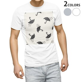 Tシャツ メンズ 半袖 ホワイト グレー デザイン S M L XL 2XL Tシャツ ティーシャツ T shirt 016360 傘　模様　雨