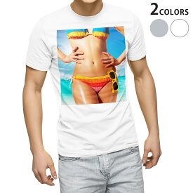 Tシャツ メンズ 半袖 ホワイト グレー デザイン S M L XL 2XL Tシャツ ティーシャツ T shirt 016399 水着　女の人　夏
