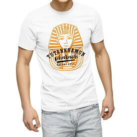 Tシャツ メンズ 半袖 ホワイト グレー デザイン S M L XL 2XL Tシャツ ティーシャツ T shirt 017727 ツタンカーメン EGYPT
