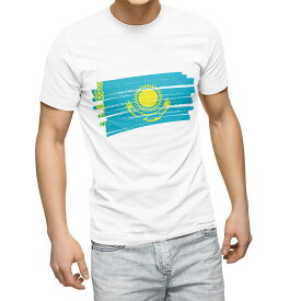 Tシャツ メンズ 半袖 ホワイト グレー デザイン S M L XL 2XL Tシャツ ティーシャツ T shirt 018480 kazakhstan カザフスタン
