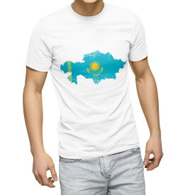 Tシャツ メンズ 半袖 ホワイト グレー デザイン S M L XL 2XL Tシャツ ティーシャツ T shirt 018861 kazakhstan カザフスタン