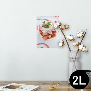 ポスター ウォールステッカー シール式ステッカー 飾り 127×178mm 2L 写真 フォト 壁 インテリア おしゃれ  剥がせる wall sticker poster 000193 ケーキ いちご ミルフィーユ
