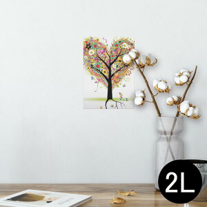 ポスター ウォールステッカー シール式ステッカー 飾り 127×178mm 2L 写真 フォト 壁 インテリア おしゃれ  剥がせる wall sticker poster 004985 ハート 風船 木 カラフル