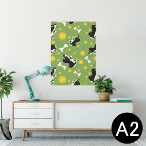 ポスター ウォールステッカー シール式ステッカー 飾り 420×594mm A2 写真 フォト 壁 インテリア おしゃれ 剥がせる wall sticker poster 000172 犬 骨 緑 花