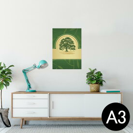 ポスター ウォールステッカー シール式ステッカー 飾り 297×420mm A3 写真 フォト 壁 インテリア おしゃれ 剥がせる wall sticker poster 001259 木　グリーン