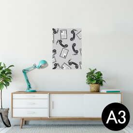 ポスター ウォールステッカー シール式ステッカー 飾り 297×420mm A3 写真 フォト 壁 インテリア おしゃれ 剥がせる wall sticker poster 010396 電話　手紙　模様