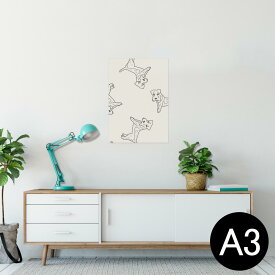 ポスター ウォールステッカー シール式ステッカー 飾り 297×420mm A3 写真 フォト 壁 インテリア おしゃれ 剥がせる wall sticker poster 010698 犬　動物　イラスト