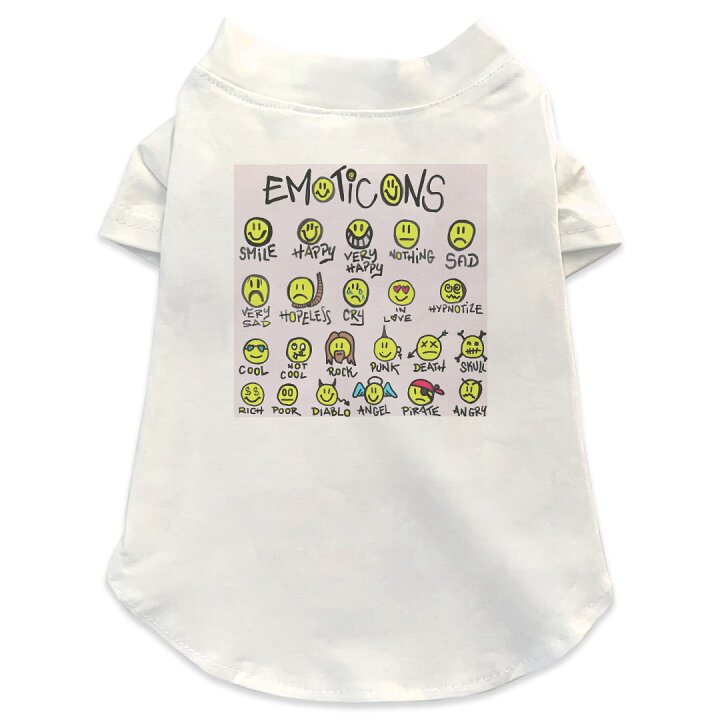 楽天市場 犬専用tシャツ 選べる5size 小型犬 袖あり 半袖 ホワイト デザイン T Shirt Xs S M L Xl ペットウェア ペット服 カジュアル おしゃれ コットン 綿 その他 スマイル アイコン イラスト Kabeコレ