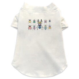 犬専用Tシャツ 選べる5size 小型犬 袖あり 半袖 ホワイト デザイン T shirt XS S M L XL ペットウェア ペット服 カジュアル おしゃれ コットン 綿 昆虫　虫 昆虫　虫　カラフル　一覧 017768