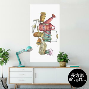 ポスター ウォールステッカー 長方形 シール式ステッカー 飾り 90×47cm Lsize 長方形 壁 インテリア おしゃれ 剥がせる wall sticker poster 014392 花 鉢植え