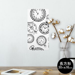 ポスター ウォールステッカー 長方形 シール式ステッカー 飾り 30×16cm Ssize 壁 インテリア おしゃれ 剥がせる wall sticker poster 011301 時計 レトロ 数字