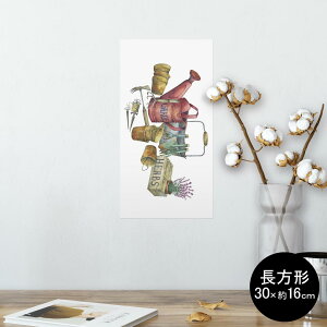 ポスター ウォールステッカー 長方形 シール式ステッカー 飾り 30×16cm Ssize 壁 インテリア おしゃれ 剥がせる wall sticker poster 014392 花 鉢植え フラワー