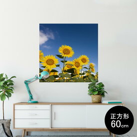 ポスター ウォールステッカー シール式ステッカー 飾り 90×90cm Lsize 正方形 壁 インテリア おしゃれ　剥がせる wall sticker poster 009265 　ひまわり　写真
