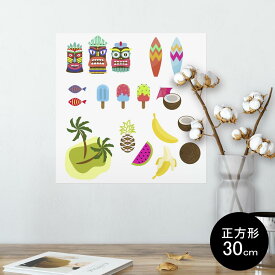 ポスター ウォールステッカー シール式ステッカー 飾り 30×30cm Ssize 正方形 壁 インテリア おしゃれ　剥がせる wall sticker poster 014298 海　ヤシの木　トロピカル