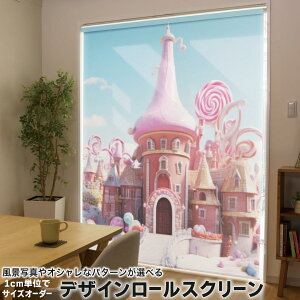 1cm単位サイズオーダー ロールスクリーン ロールカーテン オーダーメイド タチカワ 日本製 間仕切り カーテン 採光 非遮光 目隠し UVカット カーテンレール チェーン式 プル式 033828 かわいい