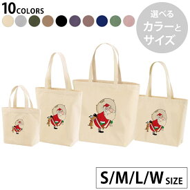 選べる10カラー＆サイズ デザイントートバッグ Ssize Msize Lsize Wsize キャンバス デイパック バッグ エコバッグ 010068 クリスマス　サンタ　キャラクター