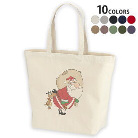 選べる10カラー デザイントートバッグ Lsize キャンバス デイパック バッグ レディースバッグ 010068 クリスマス　サンタ　キャラクター