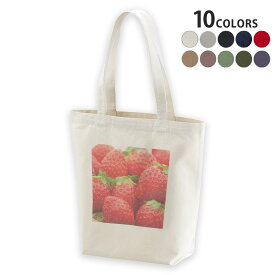 選べる10カラー デザイントートバッグ Msize キャンバス デイパック バッグ エコバッグ 000149 苺　いちご　赤　果物