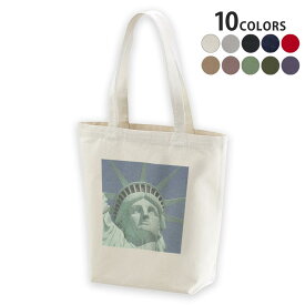 選べる10カラー デザイントートバッグ Msize キャンバス デイパック バッグ エコバッグ 000162 自由の女神　アメリカ　銅像