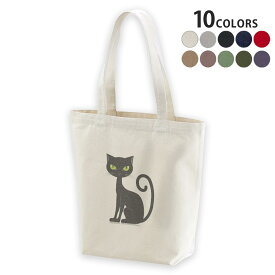 選べる10カラー デザイントートバッグ Msize キャンバス デイパック バッグ エコバッグ 003419 猫　動物　キャラクター