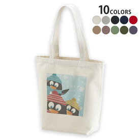 選べる10カラー デザイントートバッグ Msize キャンバス デイパック バッグ エコバッグ 005771 動物　ペンギン　キャラクター